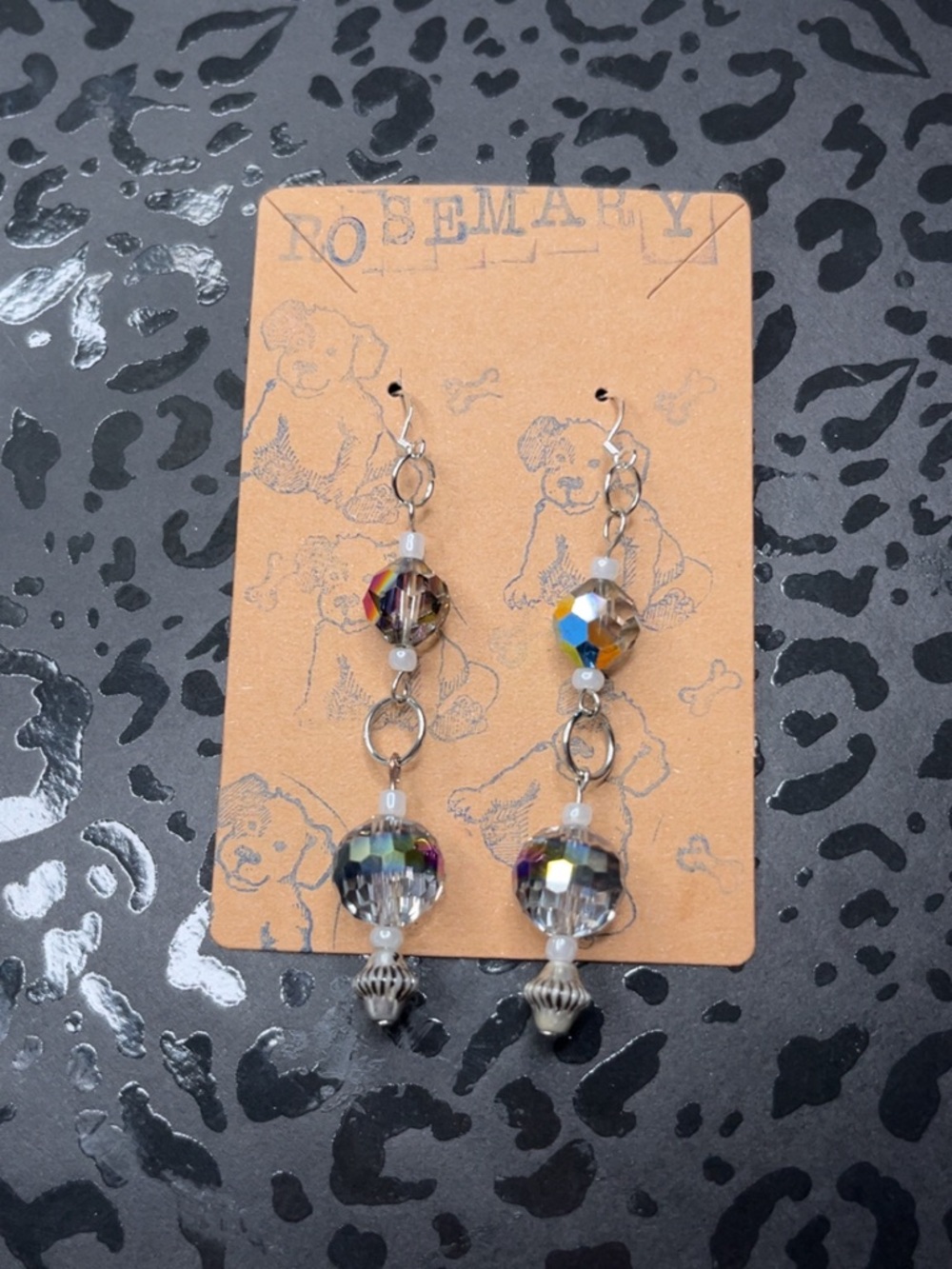 Iridescent Faceted Drop Earrings - Clear Multi